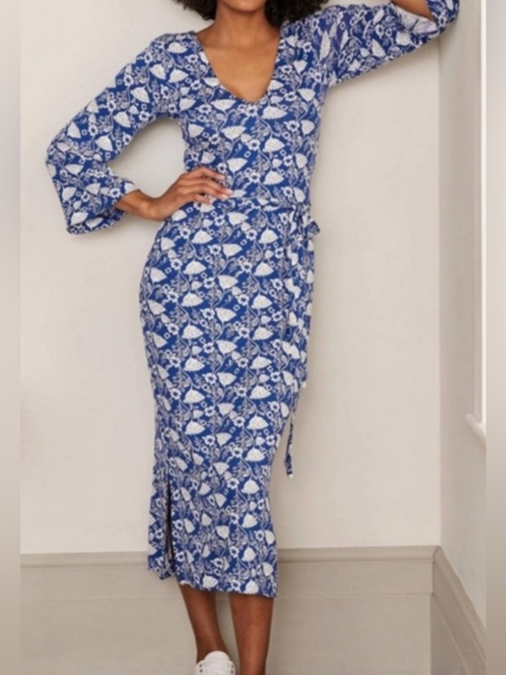 Boden Royal Blue V-Neck Wrap Dress